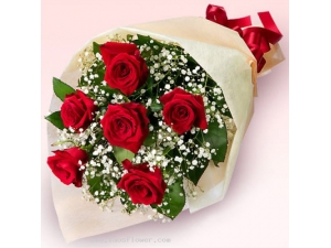 6 pcs Red Roses Bouquet